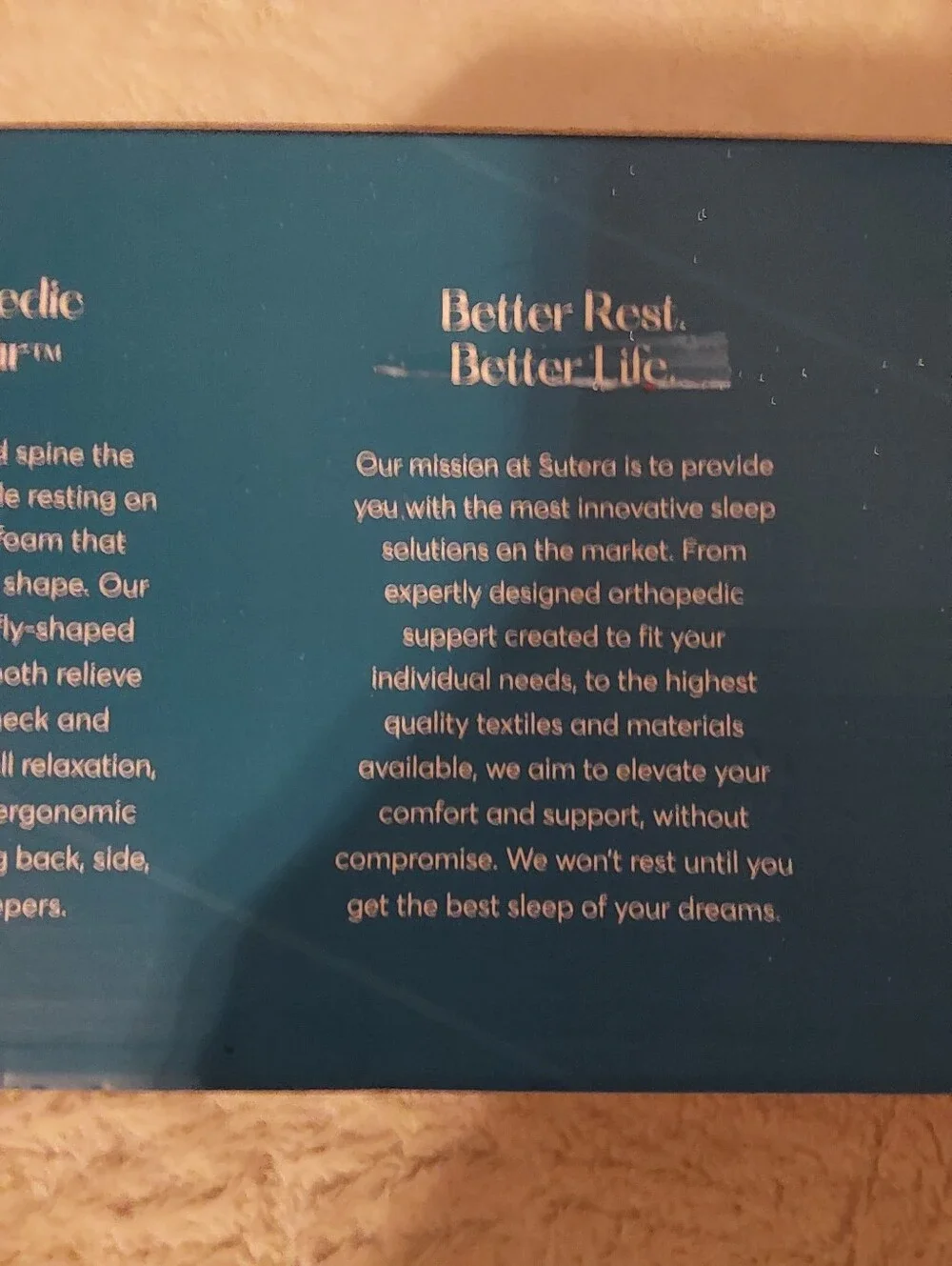 🌺 NIB Sutera Orthopedic Contour Pillow & Case